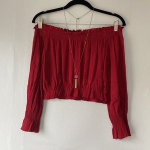 Off the shoulder crop top blouse